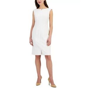 Anne Klein Women's Split-Front Extended-Sleeve Dress,  Anne White, 12